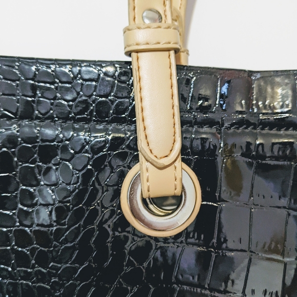 Black faux alligator Jessica tote - Picture 2 of 4
